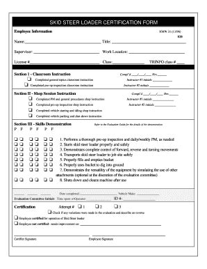 skid steer operator test|skid steer certification card template.